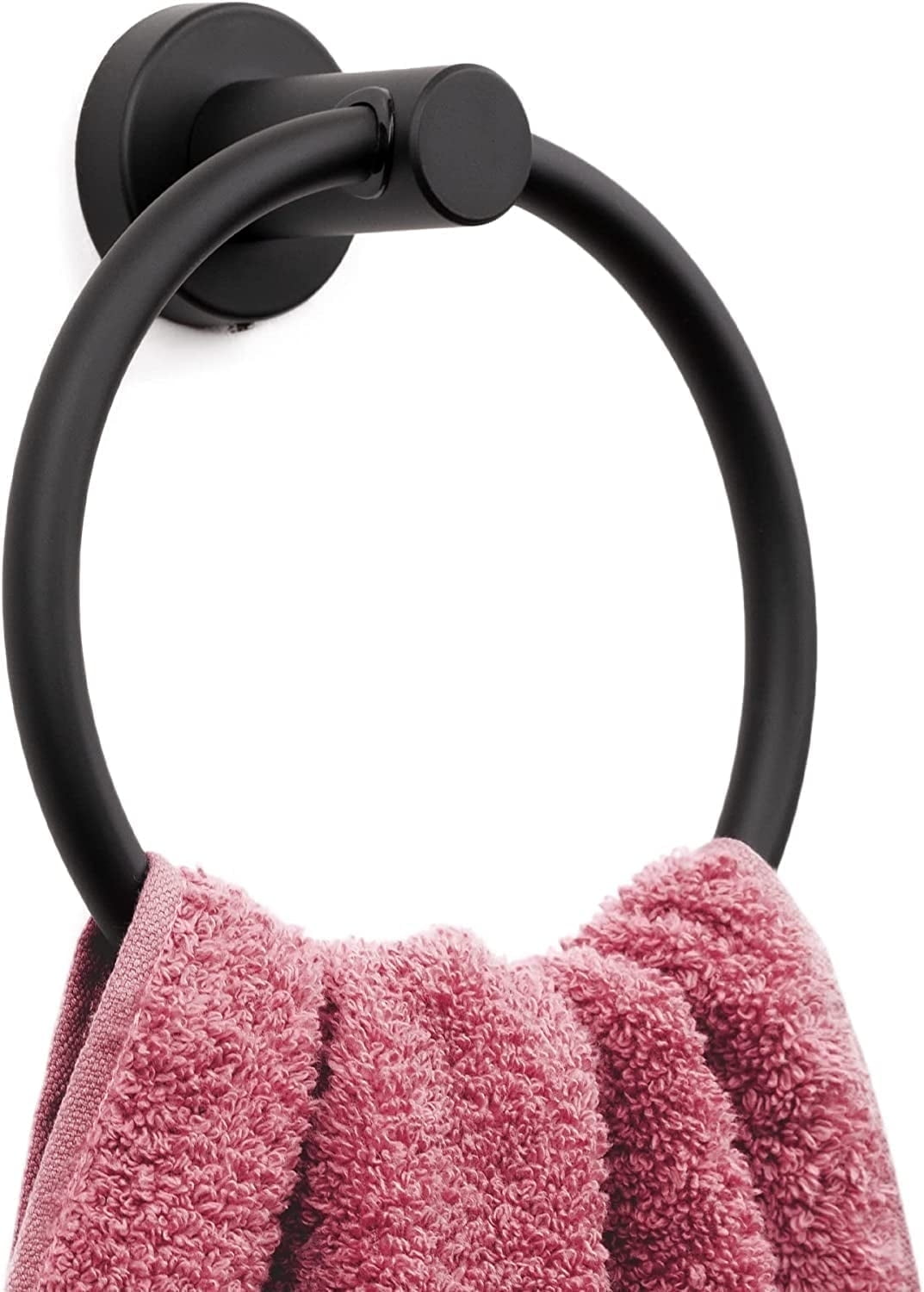 Matte Black Stainless Steel Wall-Mounted Towel Ring