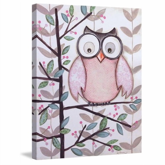 Marmont Hill "1 Pink Owl" by Reesa Qualia Painting Print on Wrapped Canvas
