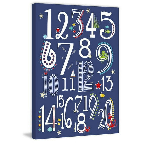 Marmont Hill "123 Nautical Navy" by Karen Zukowski Painting Print on Wrapped Canvas