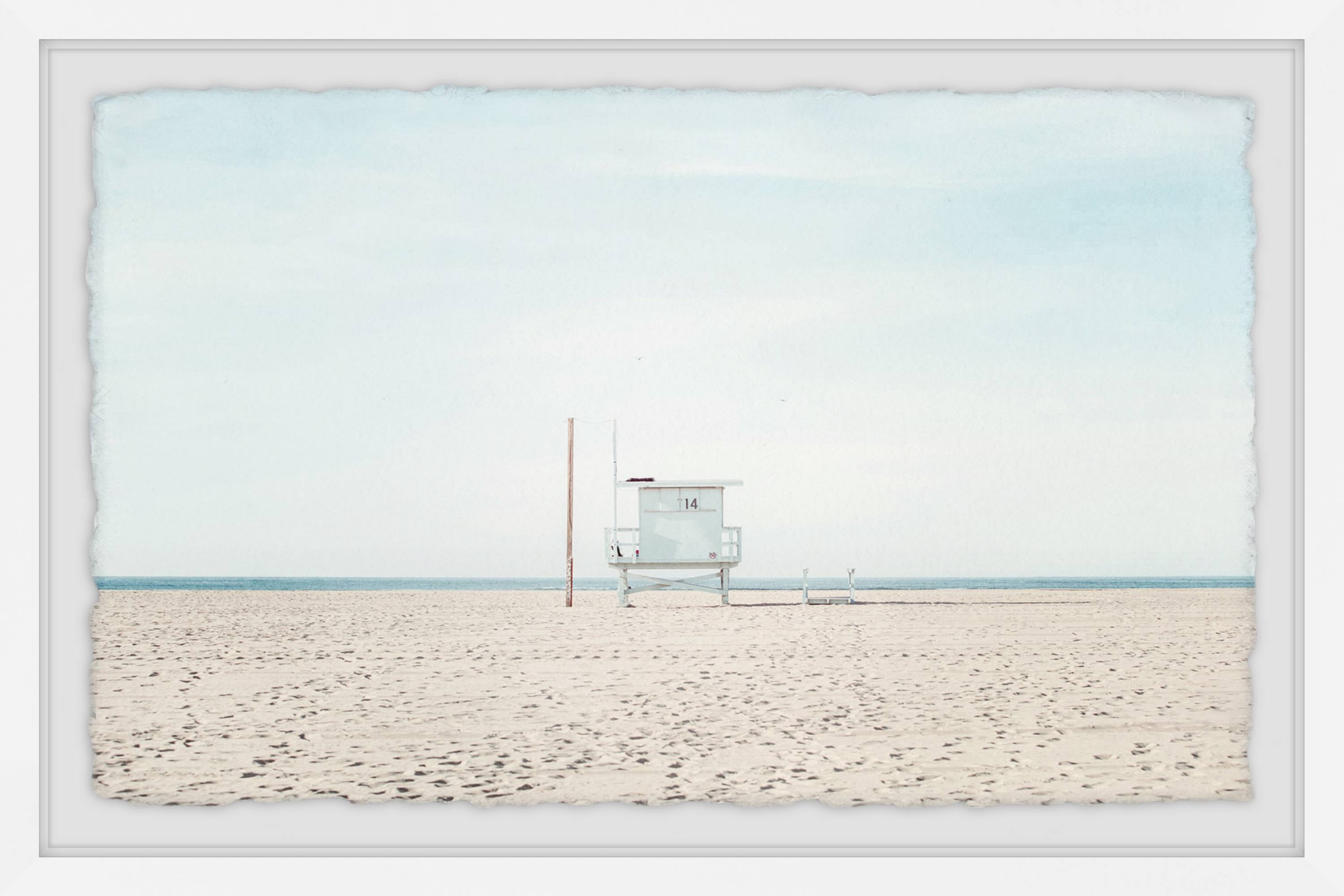 30" x 20" White Framed Canvas Beach Print