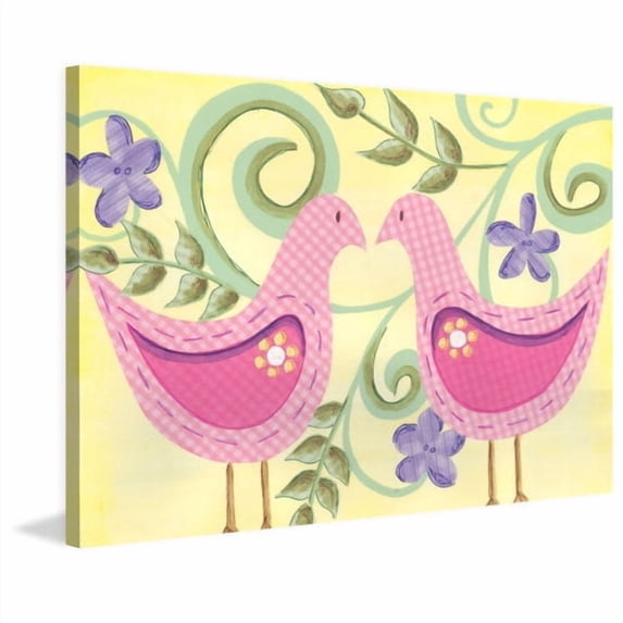 Marmont Hill "2 Birds" by Reesa Qualia Painting Print on Wrapped Canvas