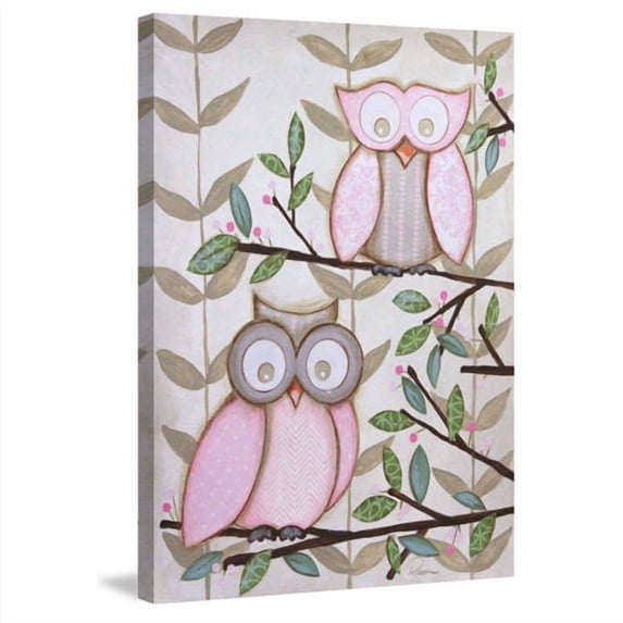 Marmont Hill "2 Pink Owls" by Reesa Qualia Painting Print on Wrapped Canvas