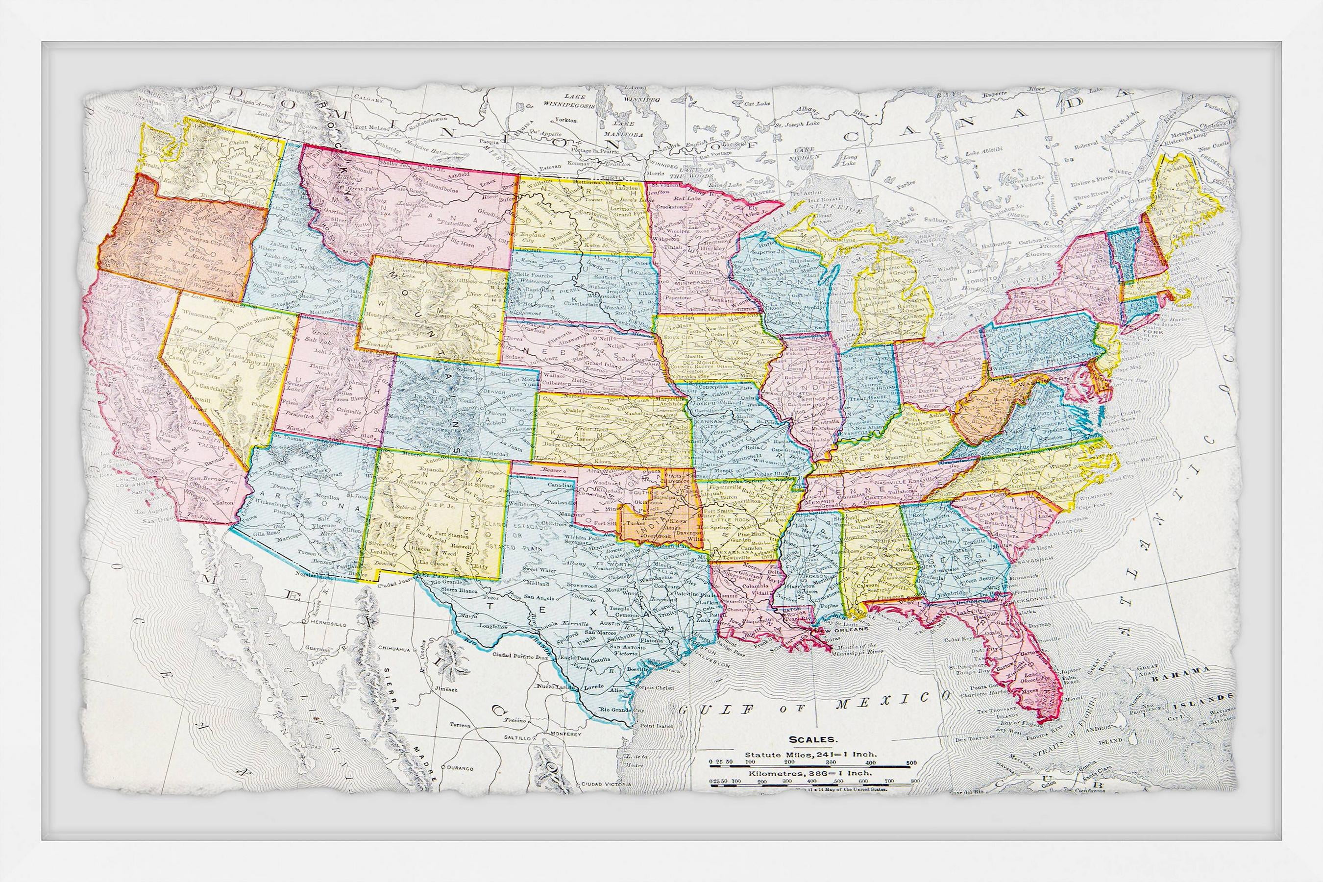 Marmont Hill A Colorful Map Framed Wall Art, 12" x 18"