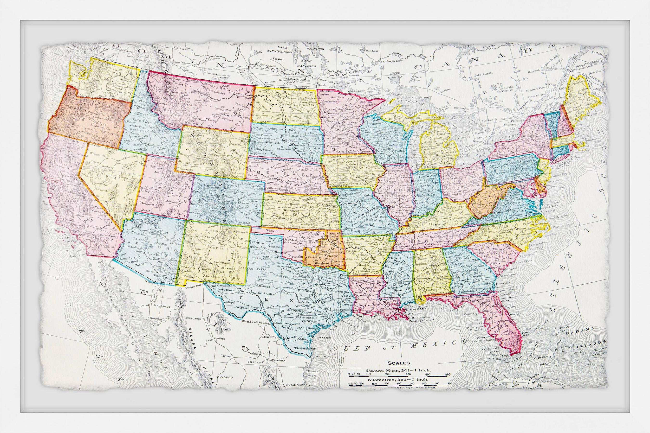 Marmont Hill A Colorful Map Framed Wall Art, 30" x 45"