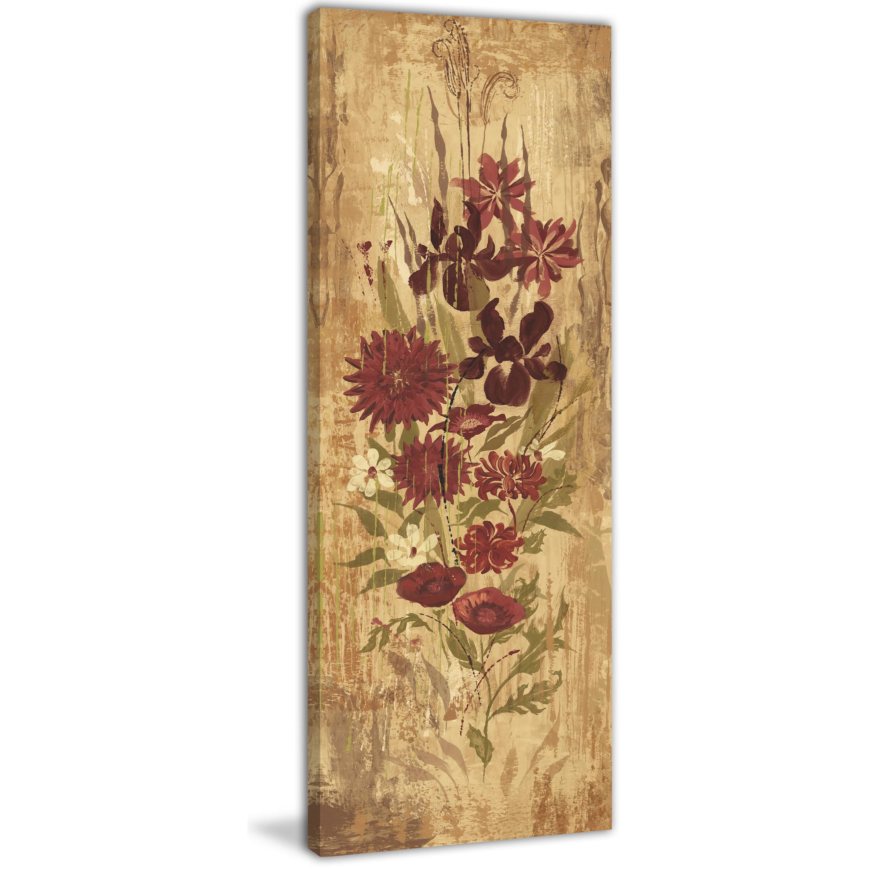 Marmont Hill "A Floral Frenzy Burgundy" Painting Print on Canvas