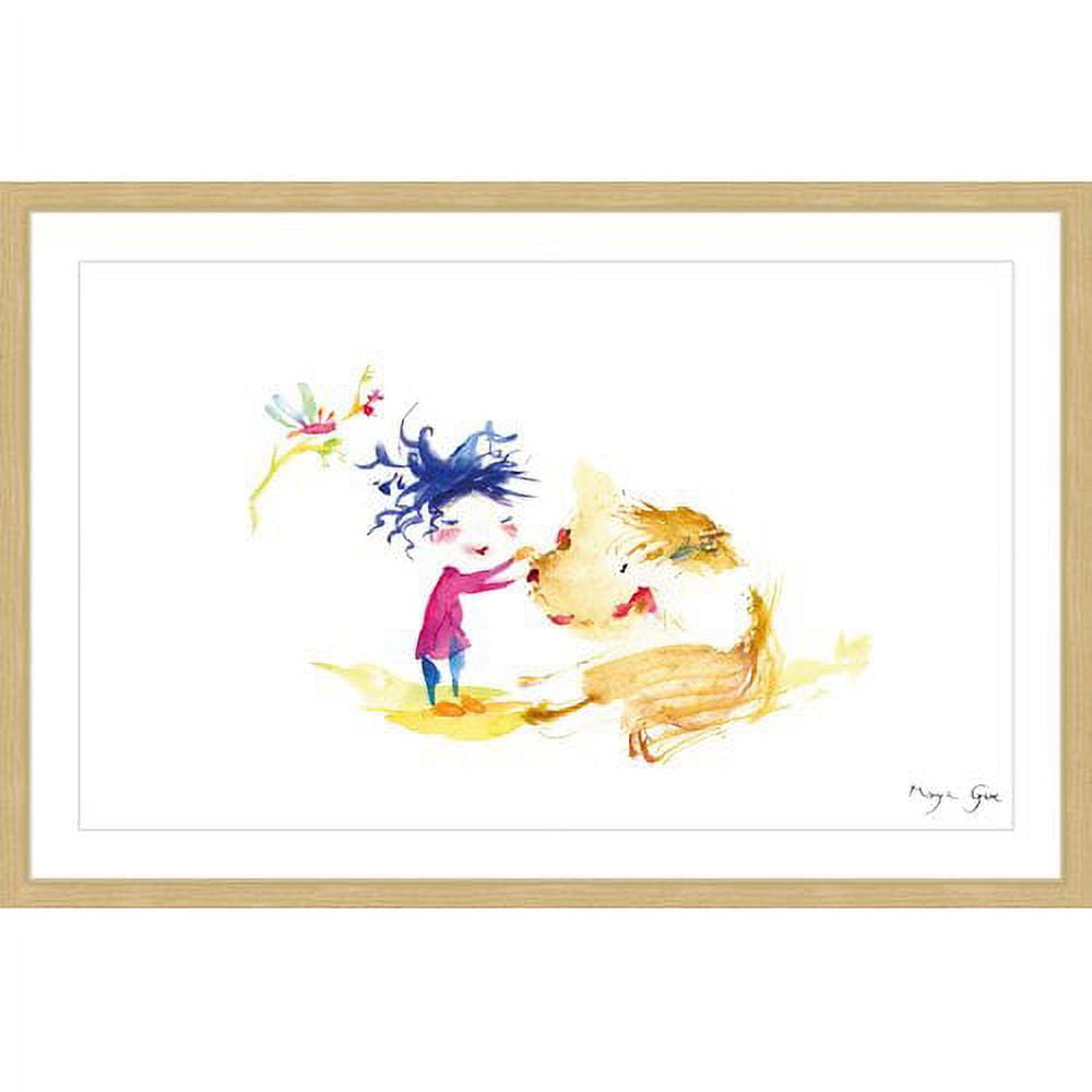 Marmont Hill "A Girl and a Dog" by Maya Gur Framed Painting Print