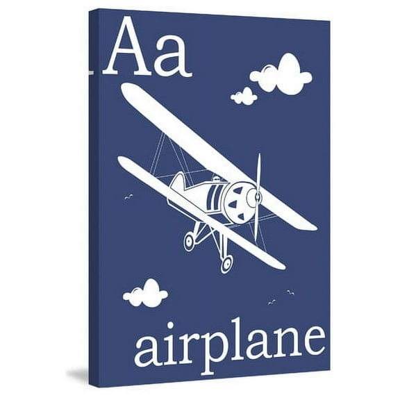 Marmont Hill "A for Airplane" by Karen Zukowski Painting Print on Wrapped Canvas