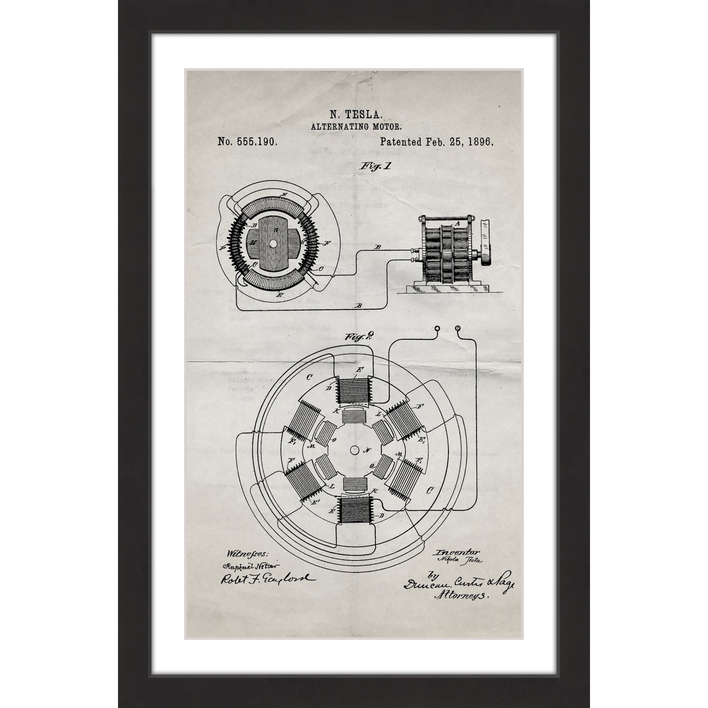 Marmont Hill "AC Motor 1896 Old Paper" by Steve King Framed Painting Print