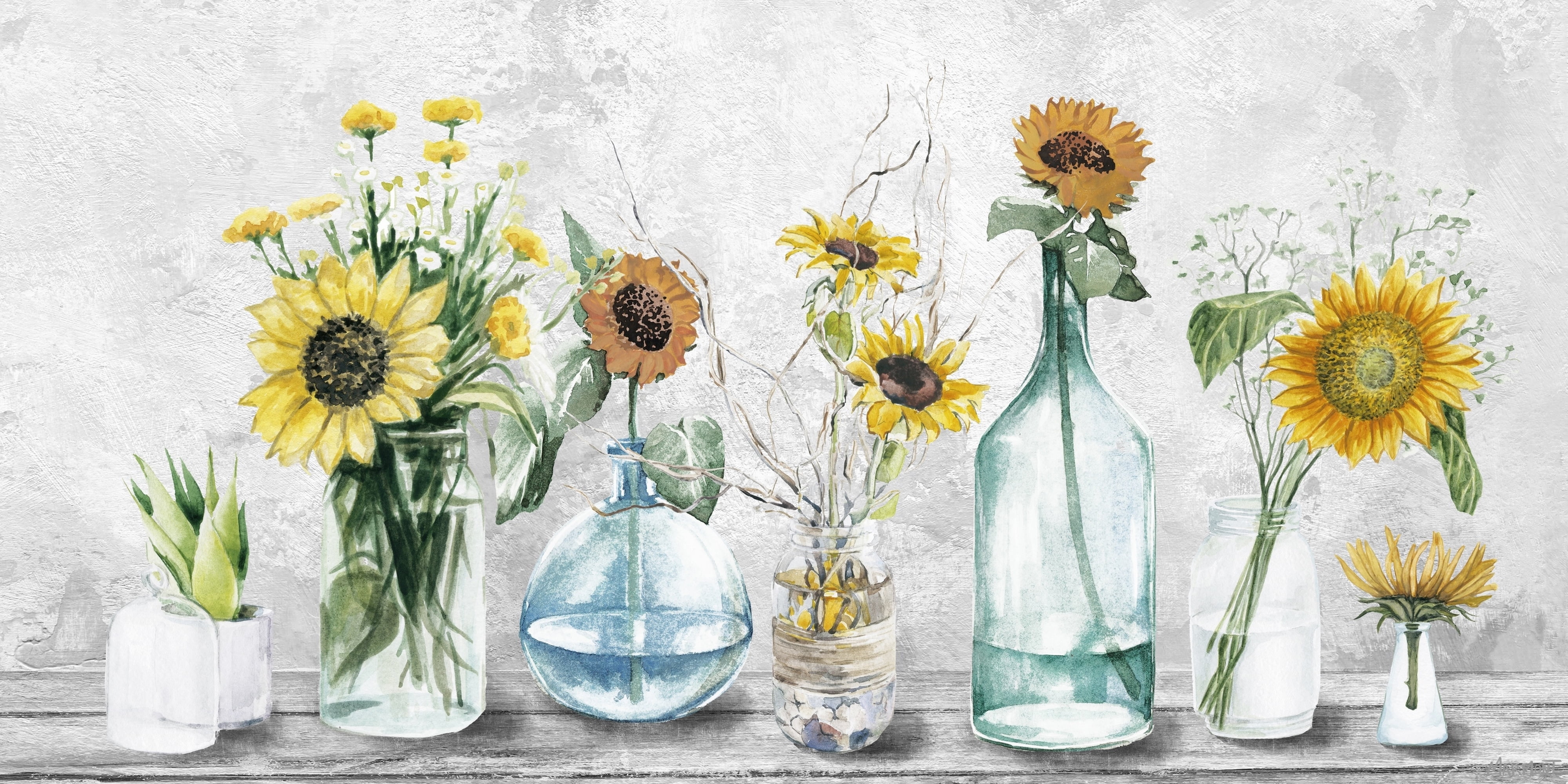 Marmont Hill Adorable Sunflowers Canvas Wall Art, 18" x 36"