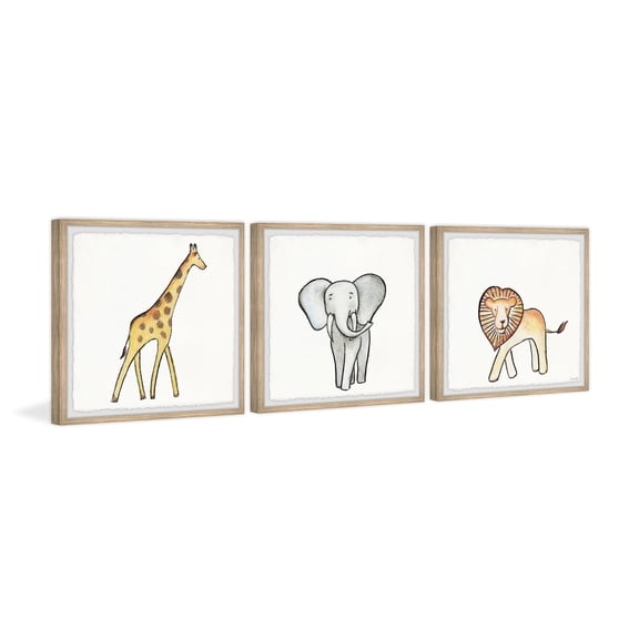 Marmont Hill African Safari Animals Triptych, 12" x 36"