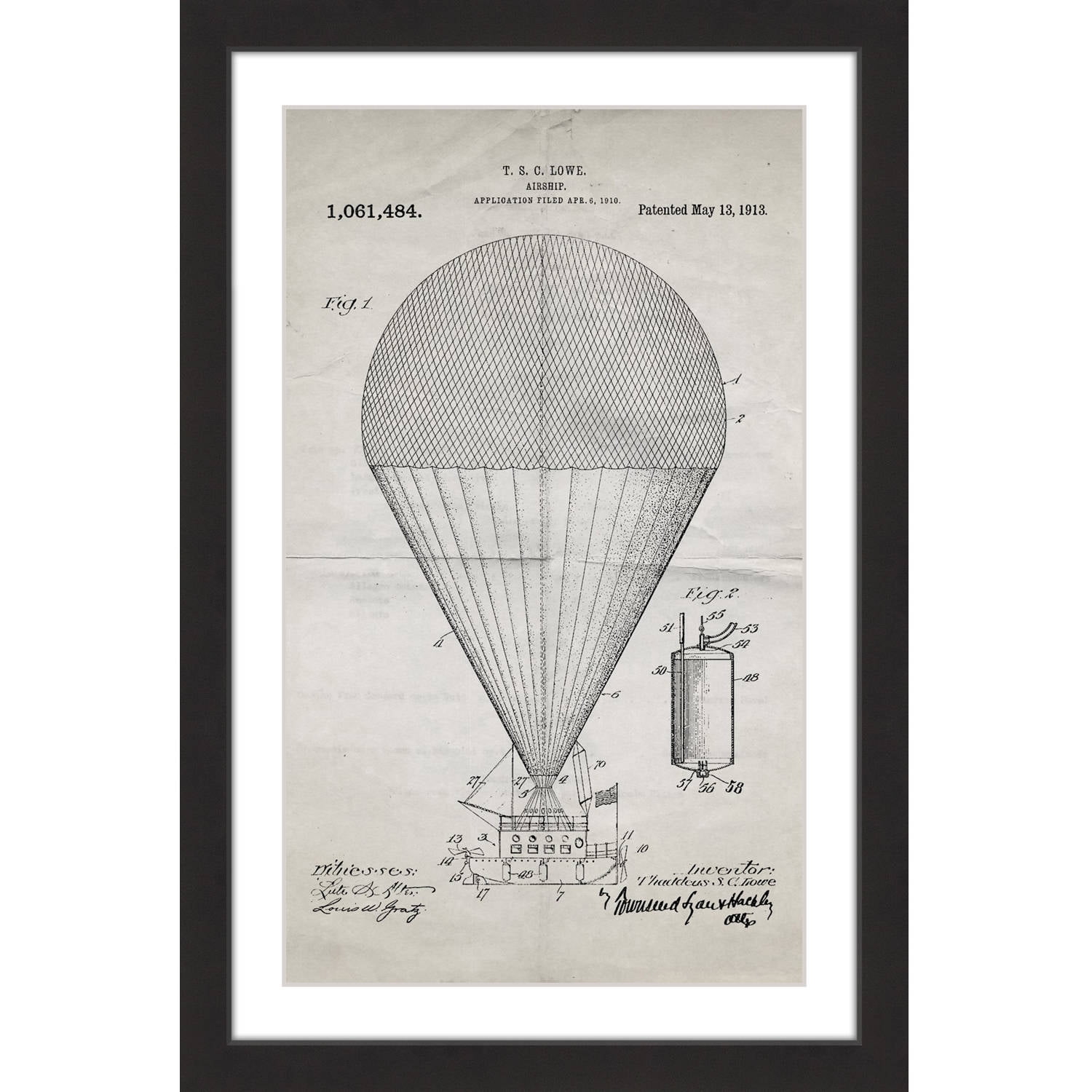 Marmont Hill - "Airship 1913 Old Paper" by Steve King Framed Painting Print