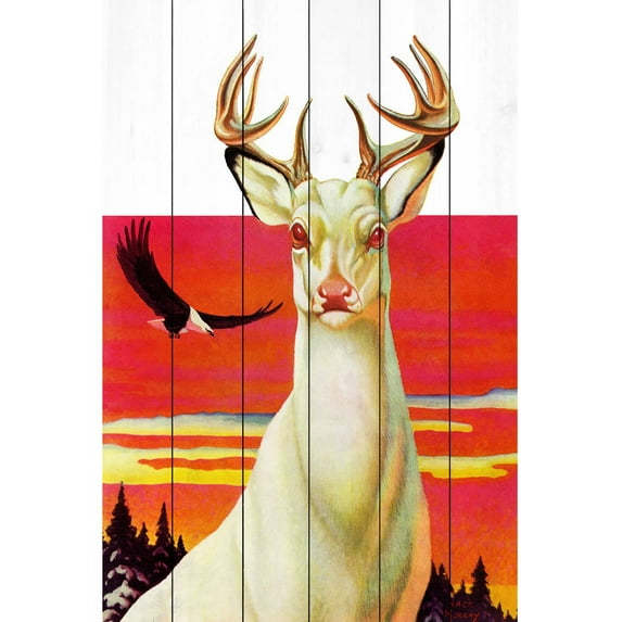 Marmont Hill "Albino Deer" Painting Print on White Wood