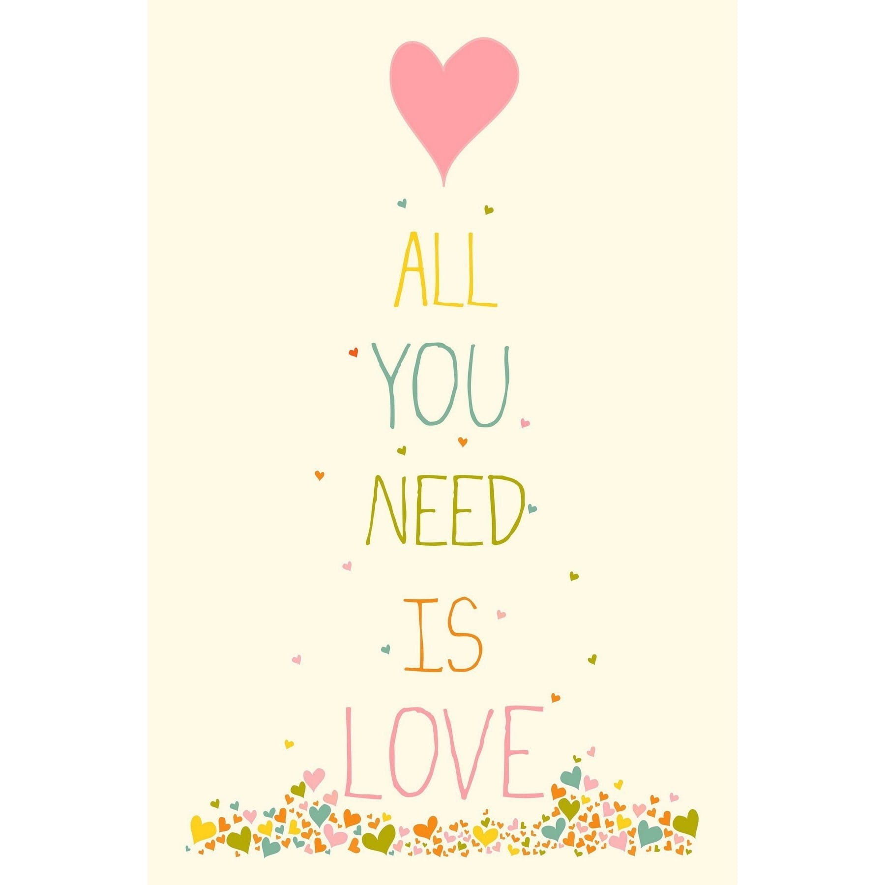 MARMONT HILL  - 'All You Need Heart' by Karen Zukowski Painting Print on Wrapped Canvas - Multi-Color 16 x 24