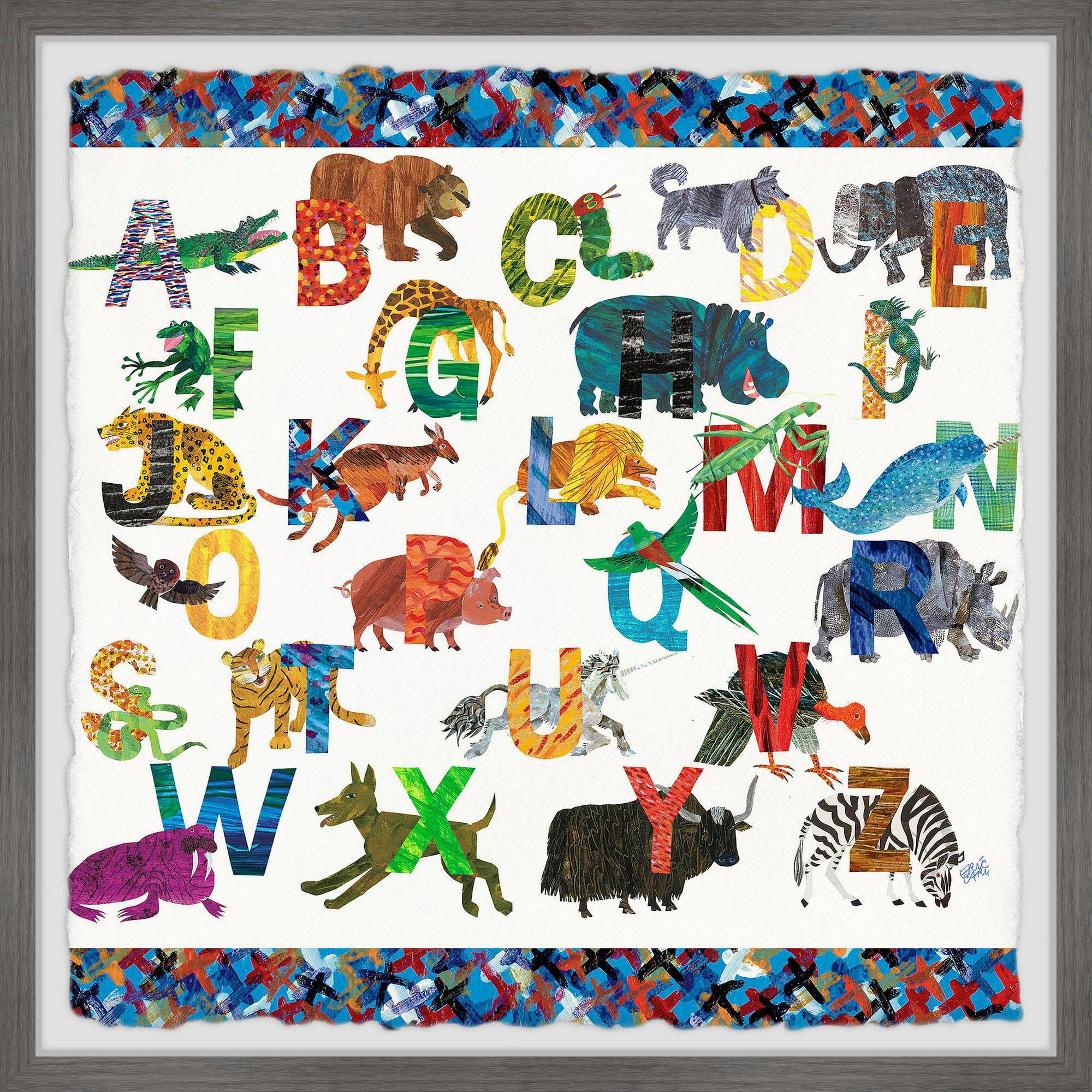 Marmont Hill Alphabet Jungle Cross By Eric Carle Framed Wall Art, 24.00" x 1.50"