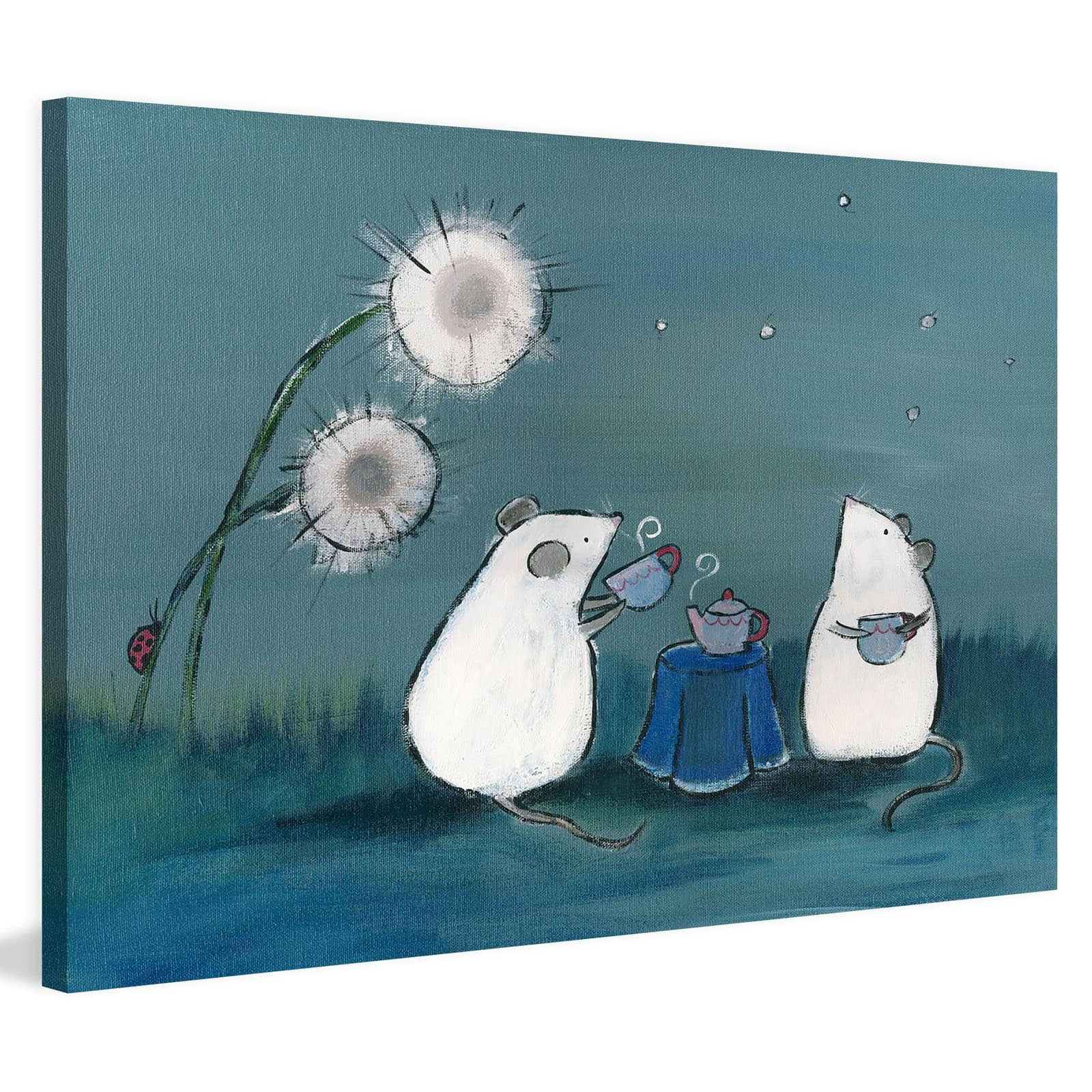 Marmont Hill - "Andrea Mouse Tea Party" by Andrea Doss Painting Print on Wrapped Canvas