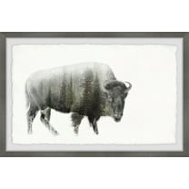 Marmont Hill Angry Bison Framed Wall Art, 8" x 12"
