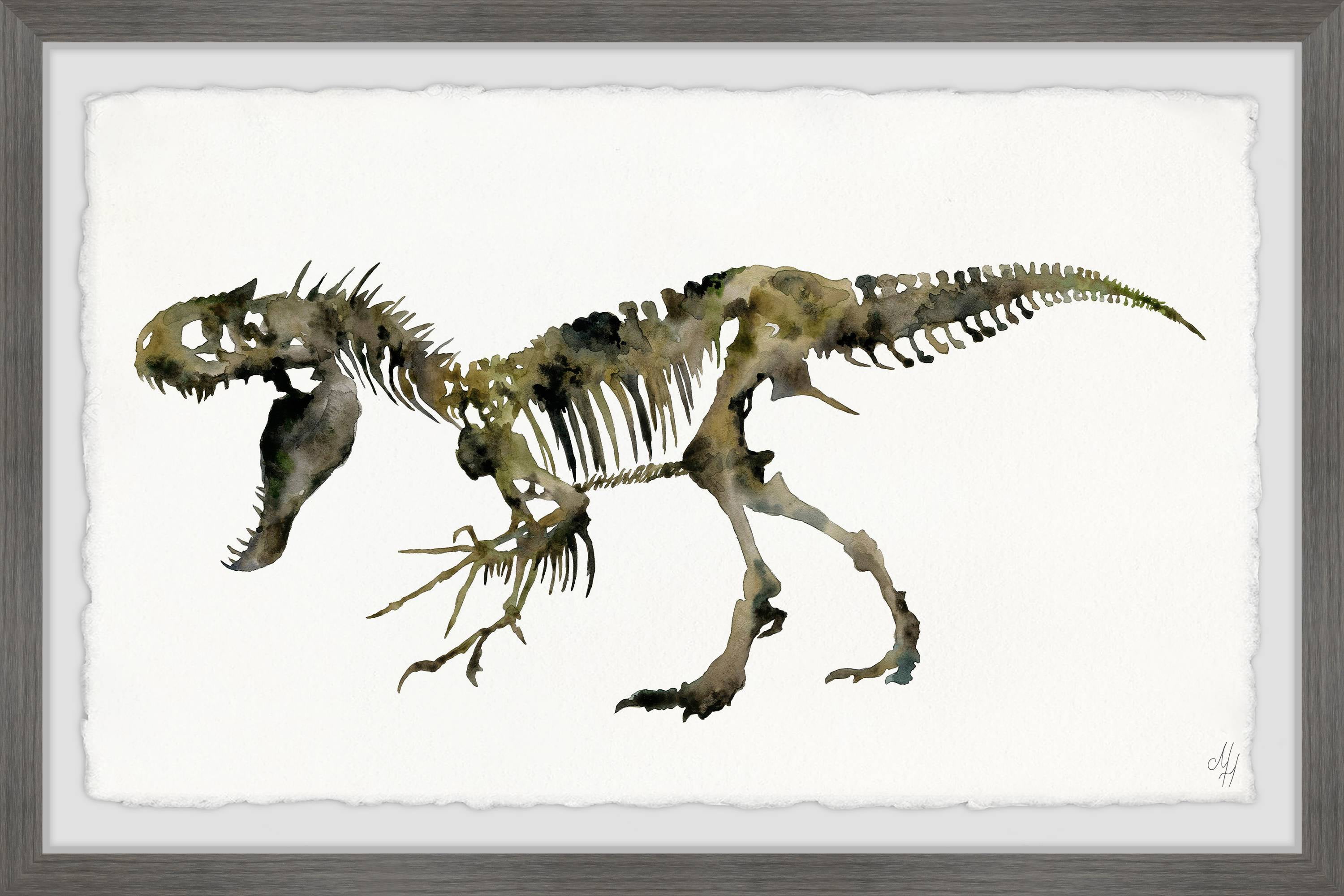 Marmont Hill Angry T-Re x Skeleton Framed Wall Art, 12.00" x 1.50"