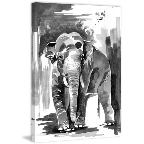 Marmont Hill "Asian Elephant" by Rachel Byler Painting Print on Wrapped Canvas