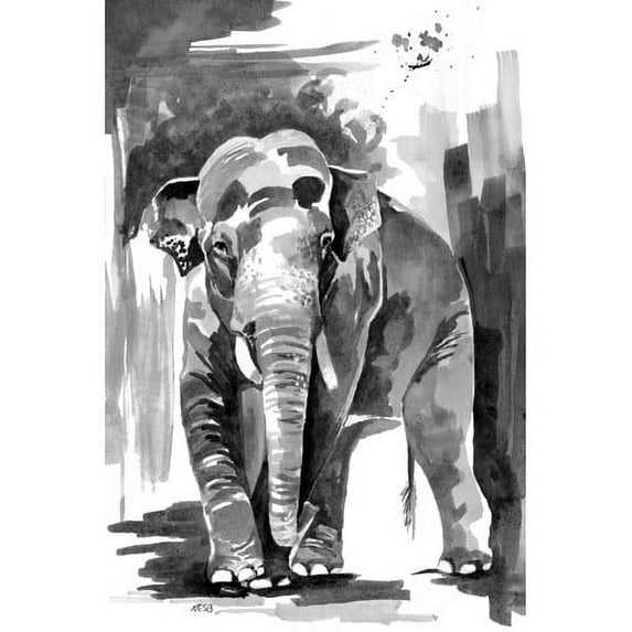 Marmont Hill "Asian Elephant" by Rachel Byler Painting Print on Wrapped Canvas