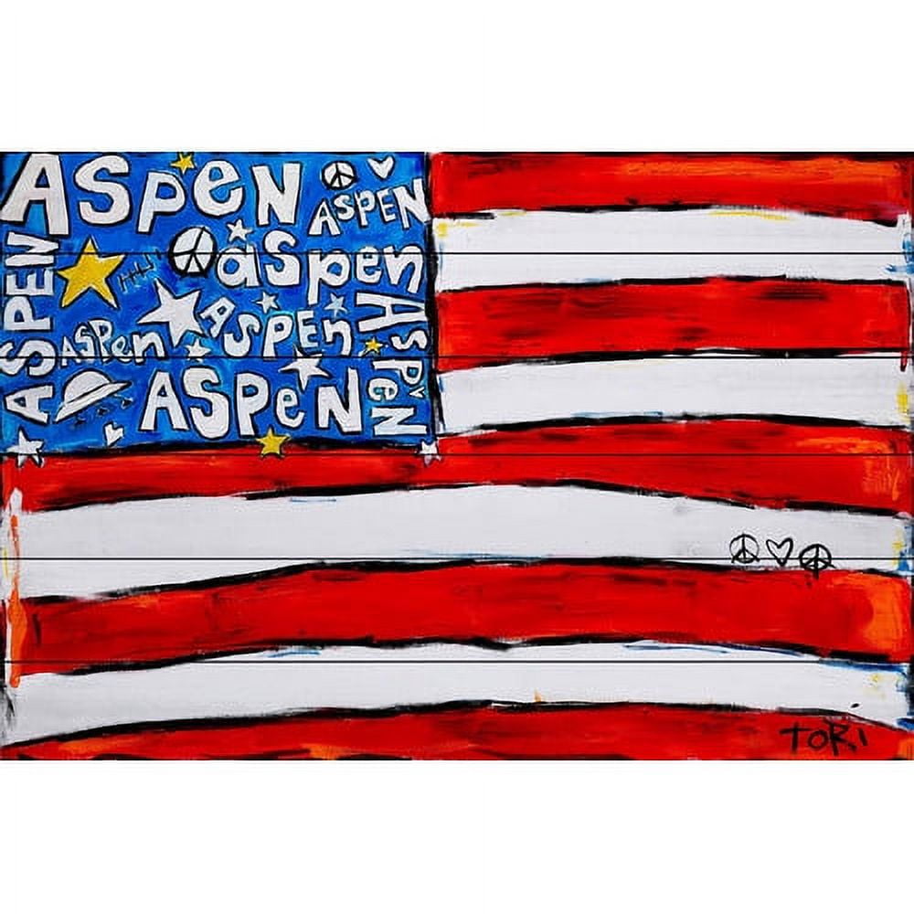 Marmont Hill "Aspen Flag" by Tori Campisi Painting Print on White Pine Wood
