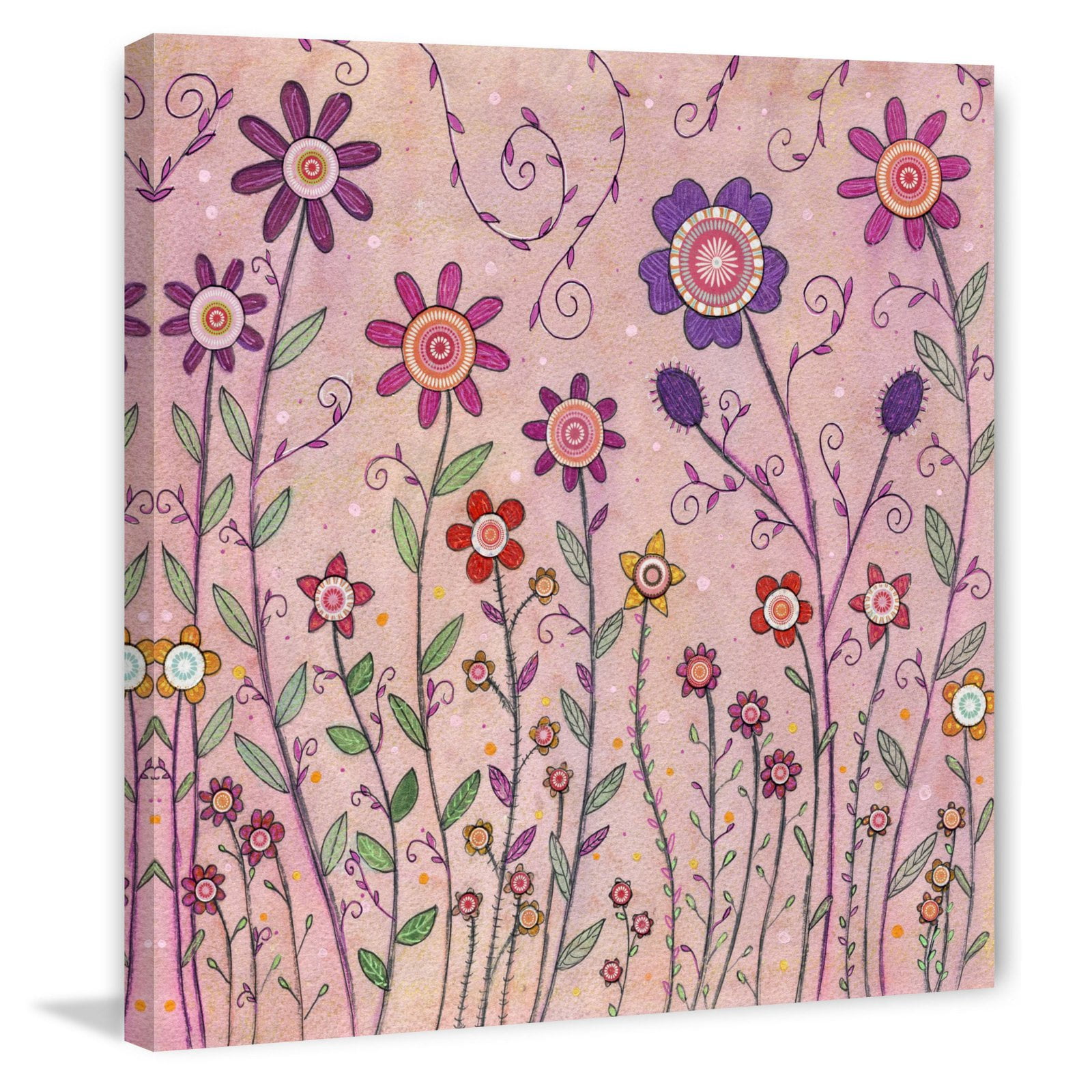 Marmont Hill "August Flowers" by Sascalia Painting Print on Wrapped Canvas