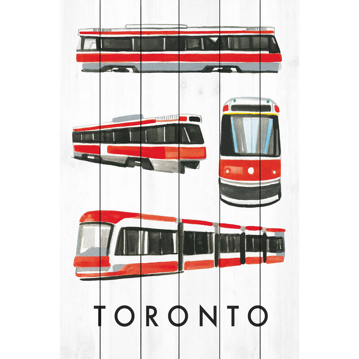 Marmont Hill 'Autobuses' by Molly Rosner Painting Print on White Wood