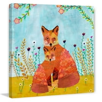 Marmont Hill "Autumn Foxes" by Sascalia Painting Print on Wrapped Canvas