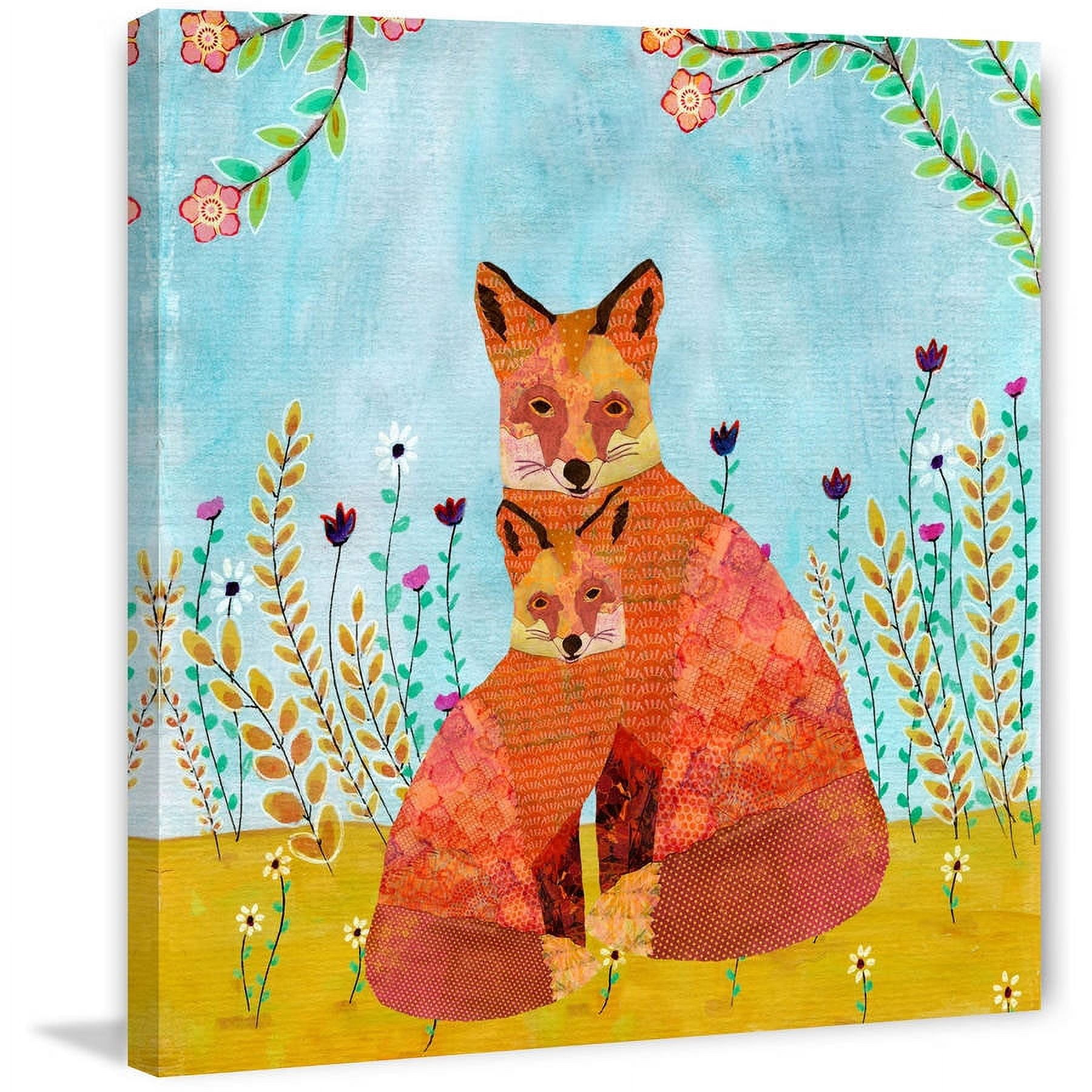 Marmont Hill "Autumn Foxes" by Sascalia Painting Print on Wrapped Canvas