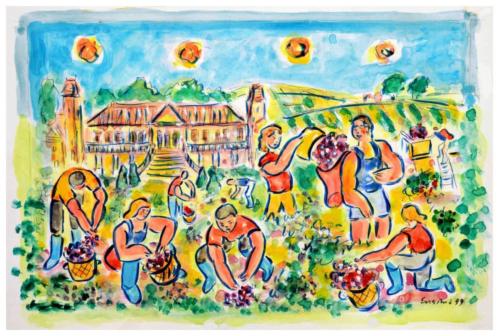 Marmont Hill "Autumn Harvest at Chateau Magnol" by Wayne Ensrud Painting Print on Canvas