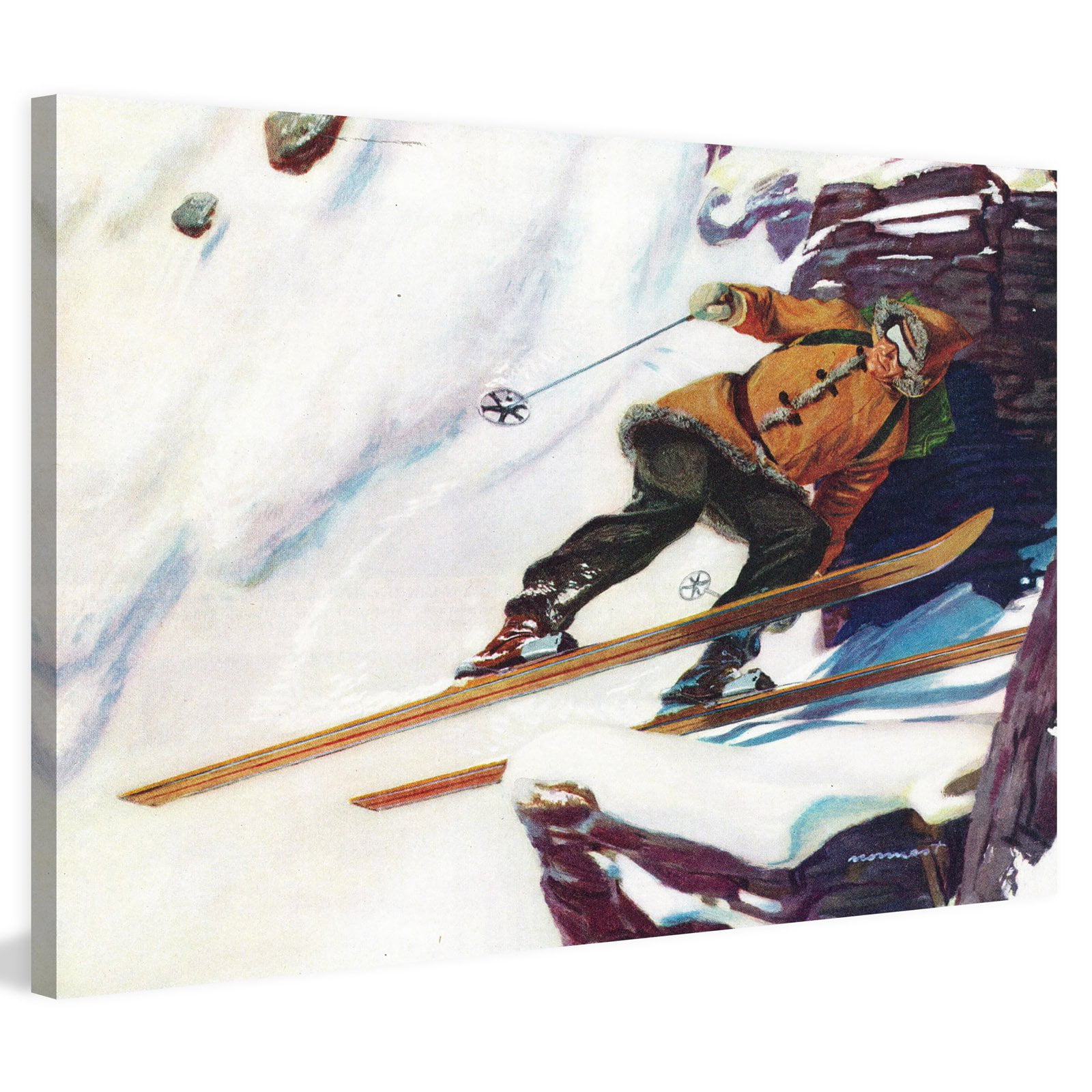 Avalanche Rider Sports Canvas Art in Orange and Brown