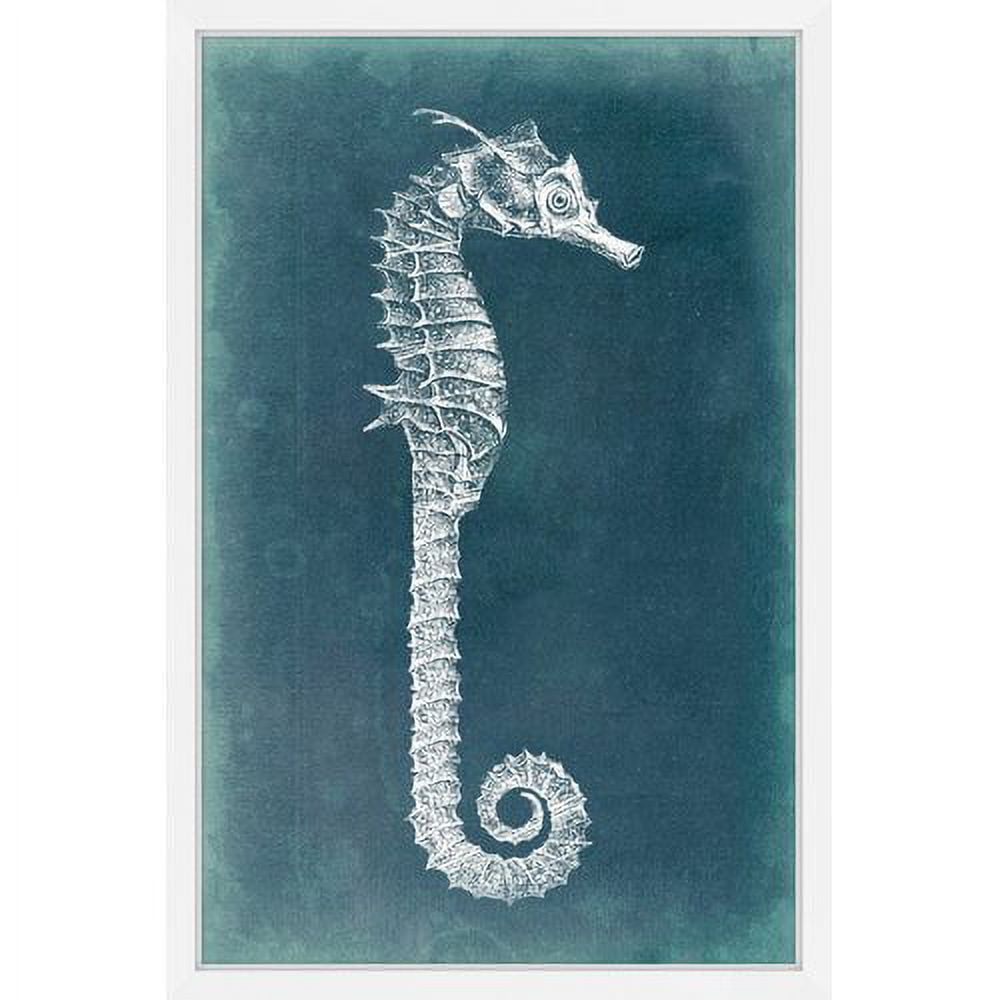 Marmont Hill Azure Seahorse II Framed Painting Wall Art Print