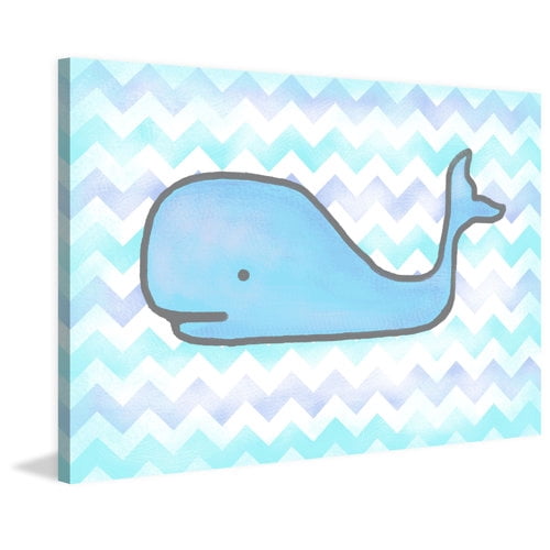 Marmont Hill "Baby Blue Whale" by Reesa Qualia Painting Print on Wrapped Canvas
