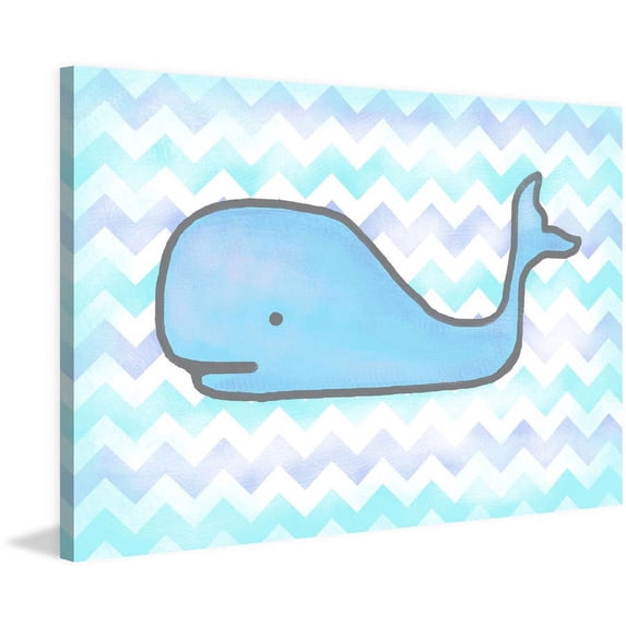 Marmont Hill "Baby Blue Whale" by Reesa Qualia Painting Print on Wrapped Canvas