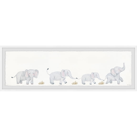 Marmont Hill Baby Elephant First Steps Framed Painting Print