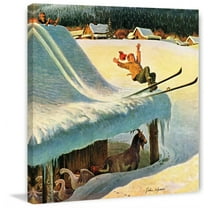 Marmont Hill Barn Skiing by John Clymer Painting Print on Canvas