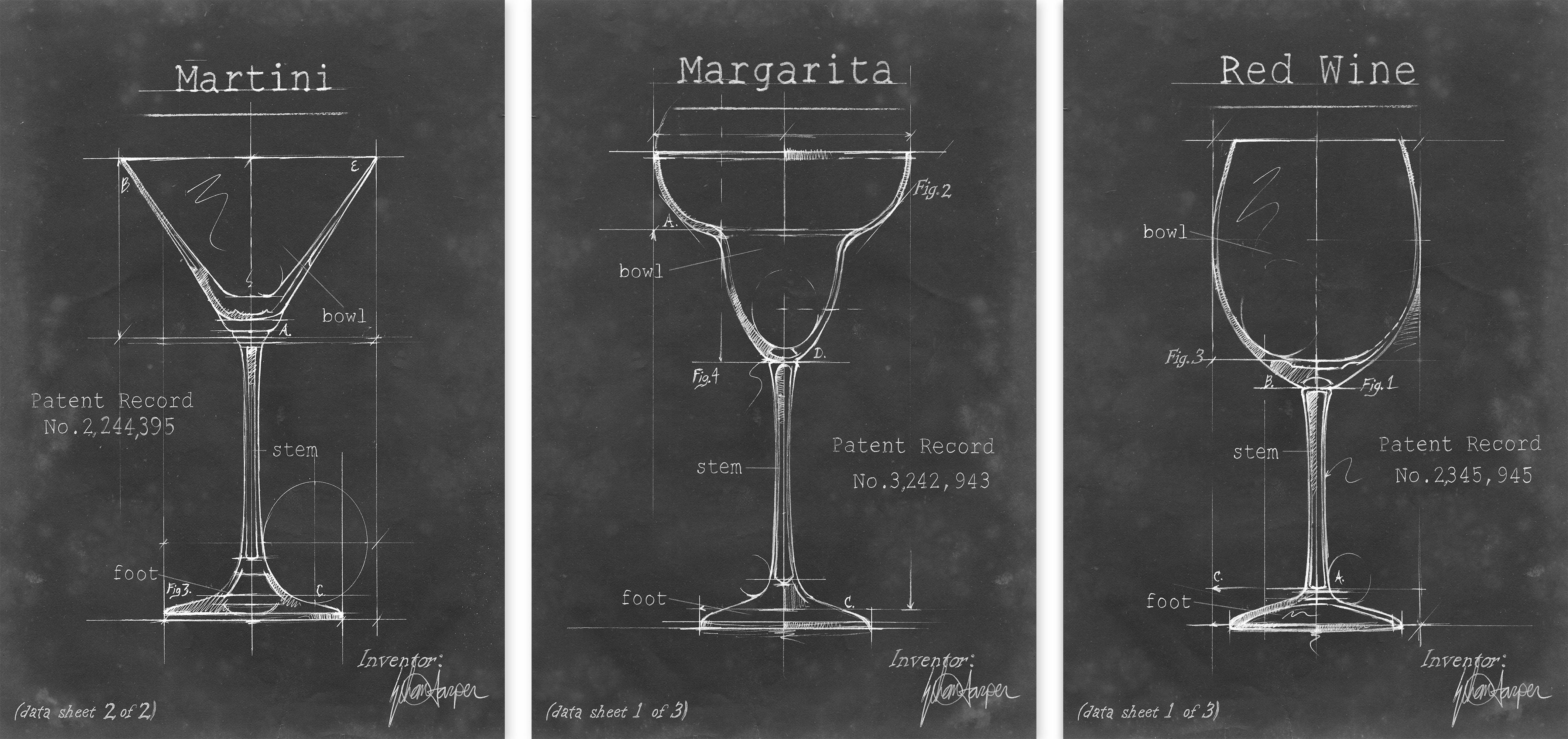 Marmont Hill Barware Blueprint XI Triptych