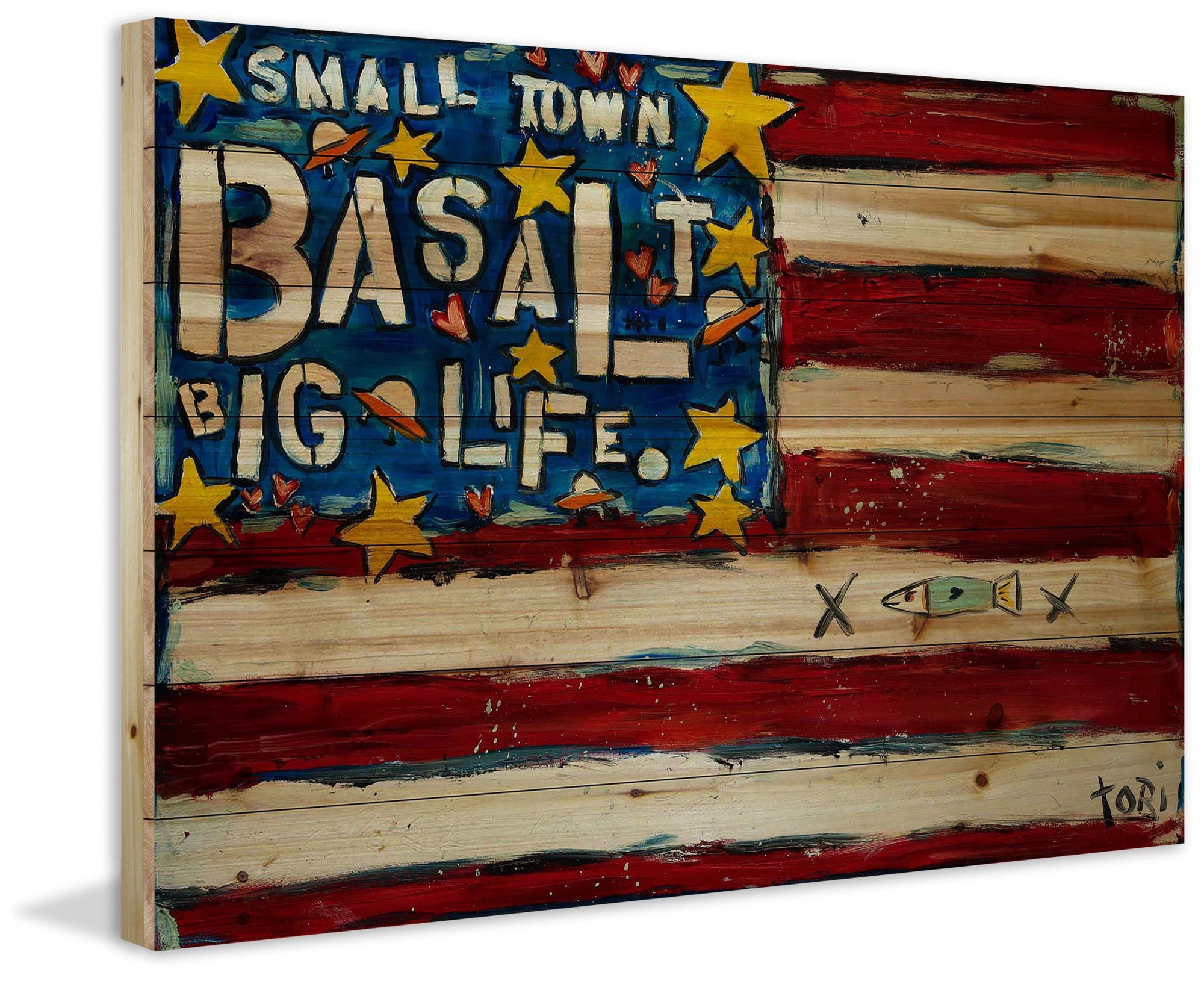 Marmont Hill "Basalt Flag" by Tori Campisi Painting Print on Natural Pine Wood
