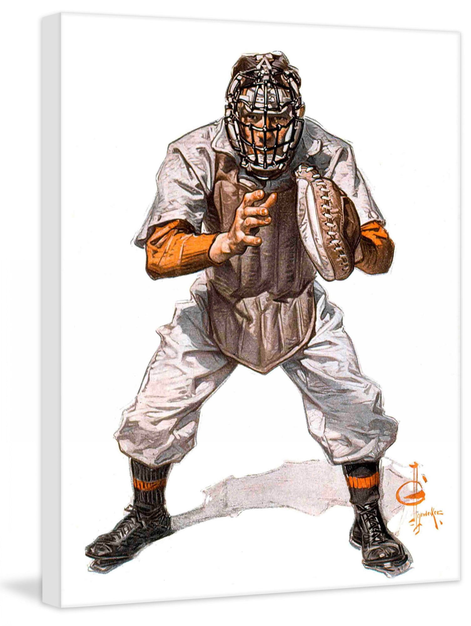 Marmont Hill Baseball Catcher by J.C. Leyendecker Painting Print on Canvas