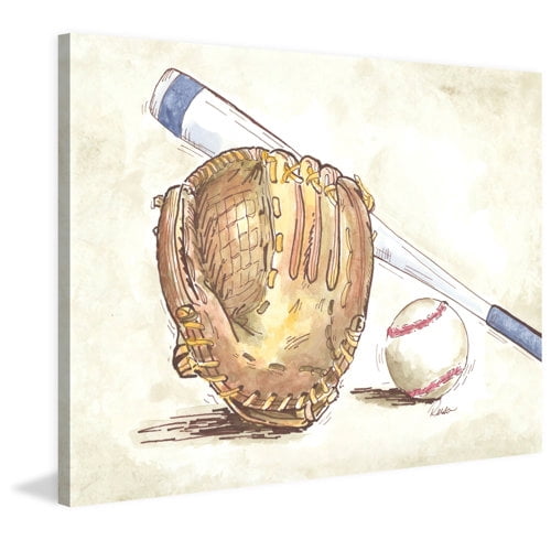 Marmont Hill "Baseball Gear" by Reesa Qualia Painting Print on Wrapped Canvas