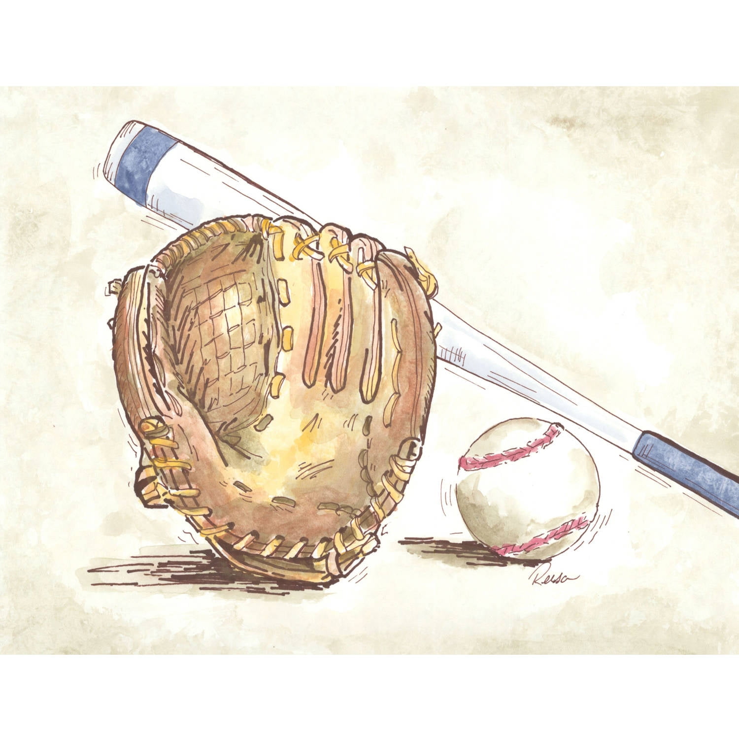 Marmont Hill "Baseball Gear" by Reesa Qualia Painting Print on Wrapped Canvas