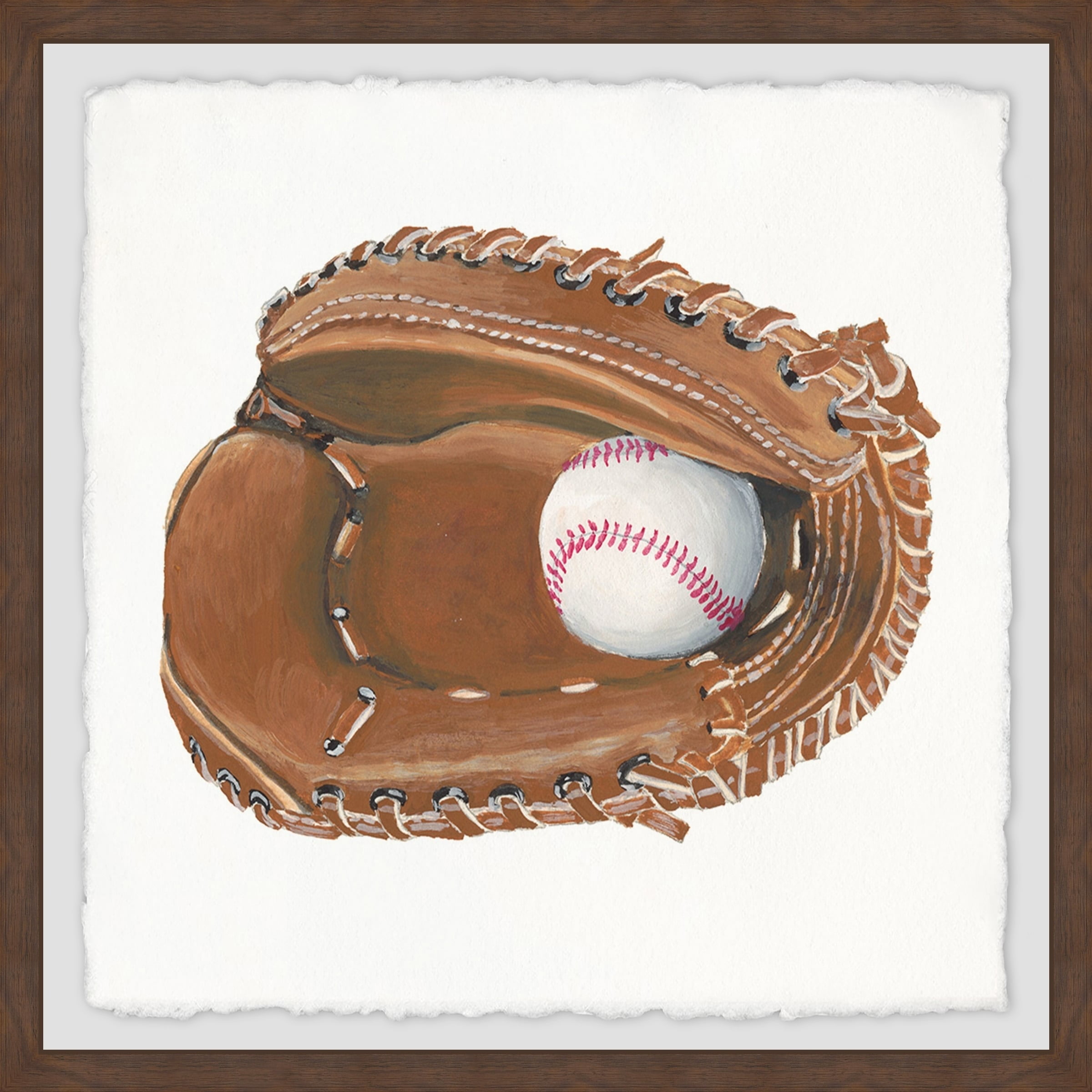 Brown and White Canvas Baseball Glove Print for Kids, 24" x 24"