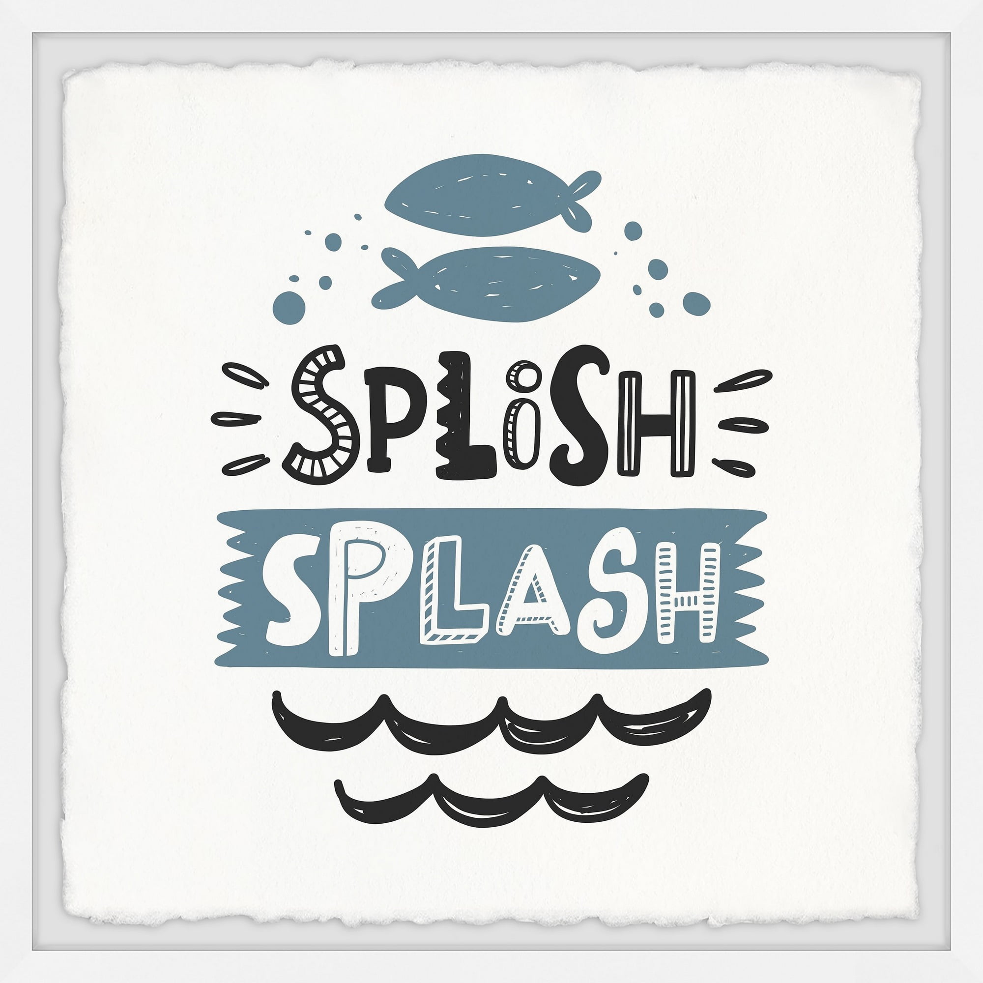 Splish Splash Blue and Black Framed Wall Art Print