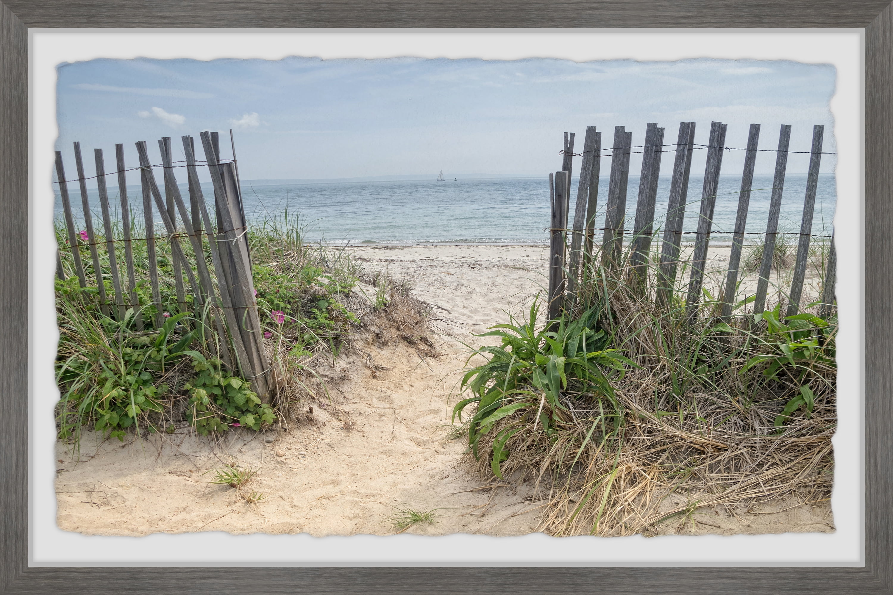 Beach Entrance Framed Canvas Print in Gray Frame, 24" x 36"