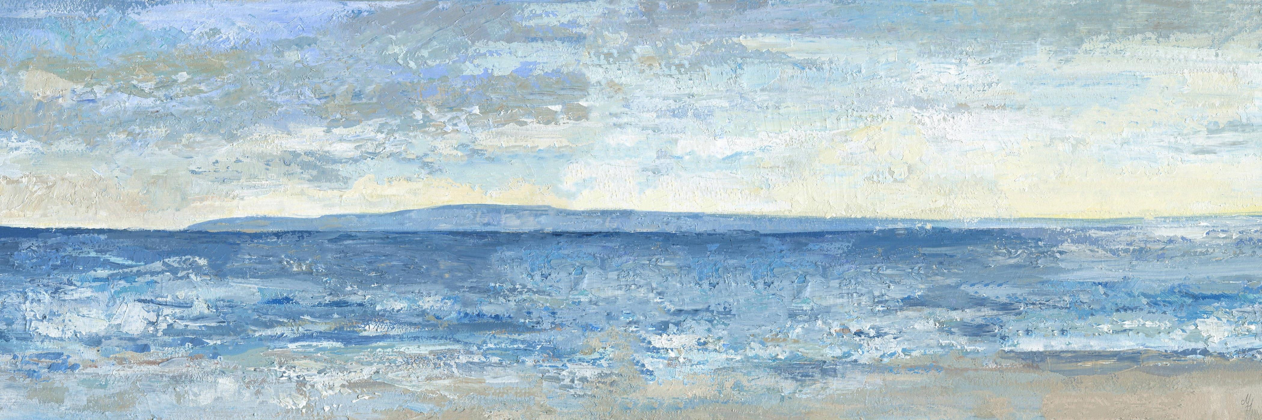 Coastal Blue and Beige Framed Canvas Beach Wall Art