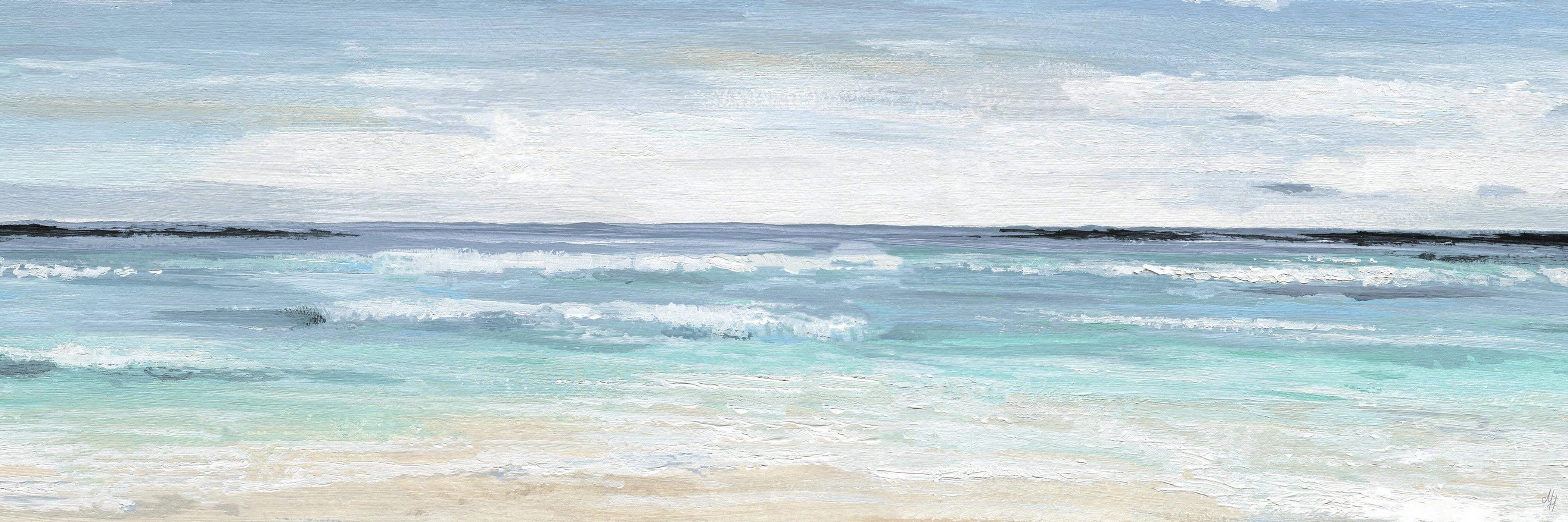 Coastal Beachscape 10" x 30" Canvas Wall Art with Wood Frame