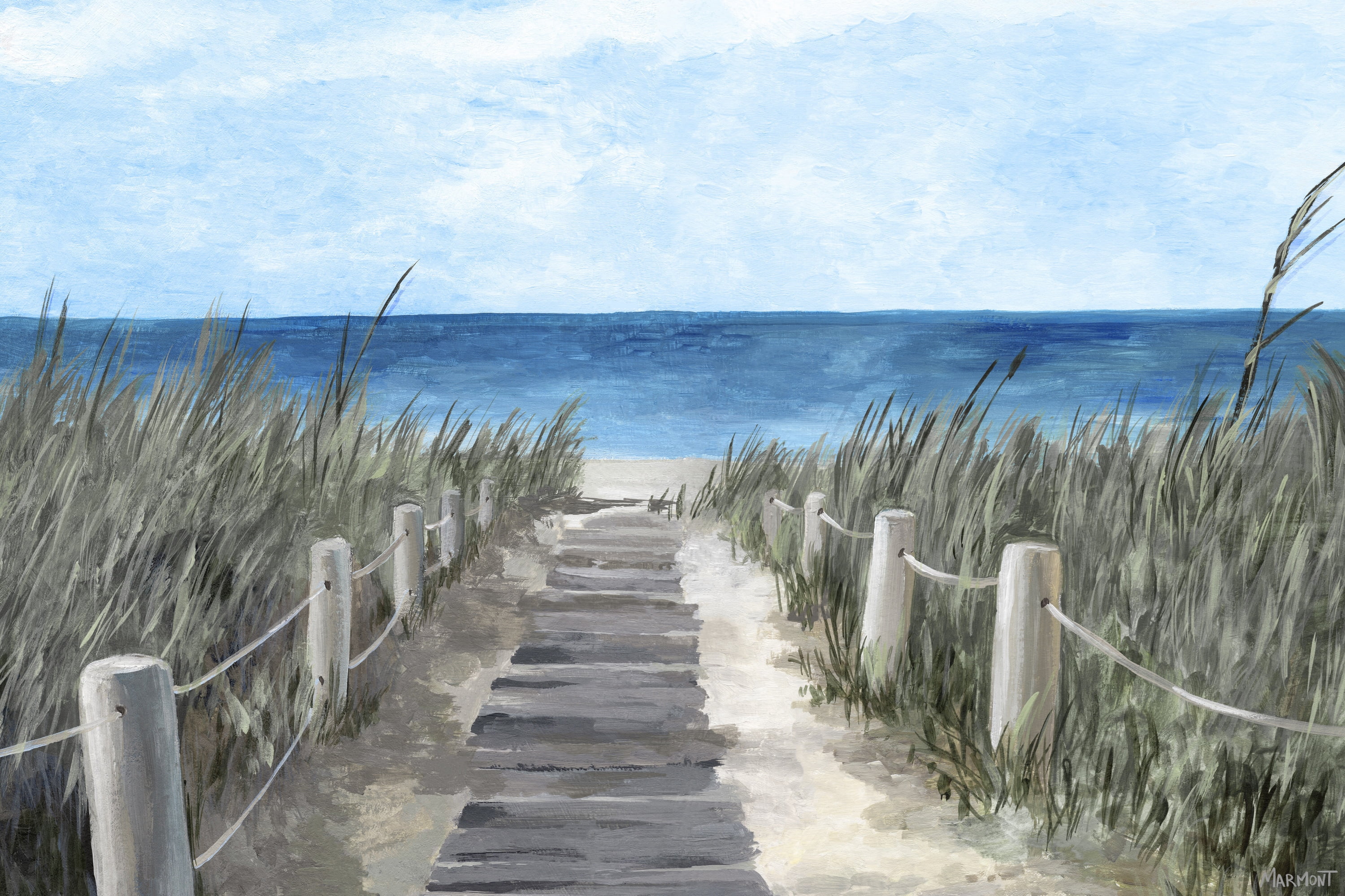 Beach Footprints' Painting Print on Wrapped Canvas - 40 x 40