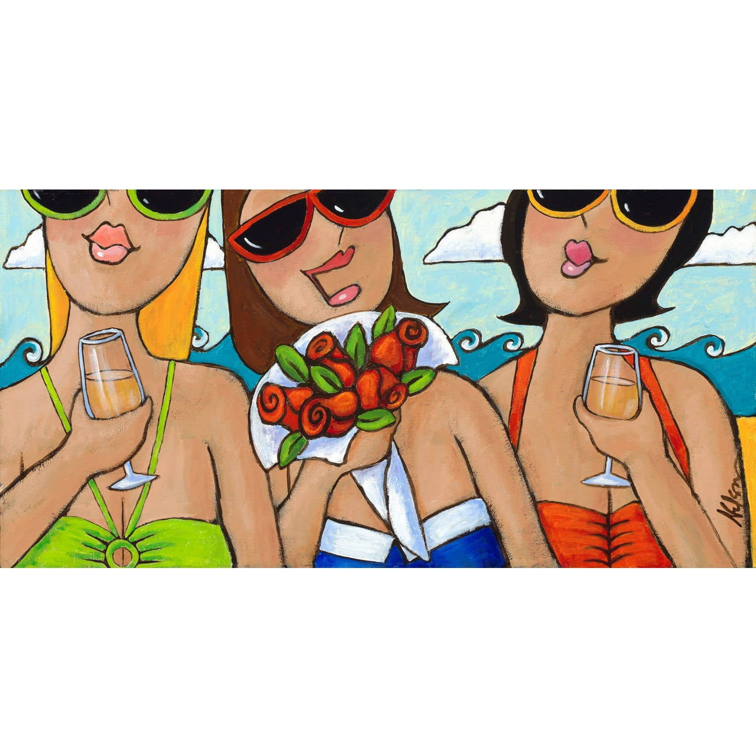 Marmont Hill 'Beachy Keen Bouquet' by Janet Nelson Painting Print on Wrapped Canvas