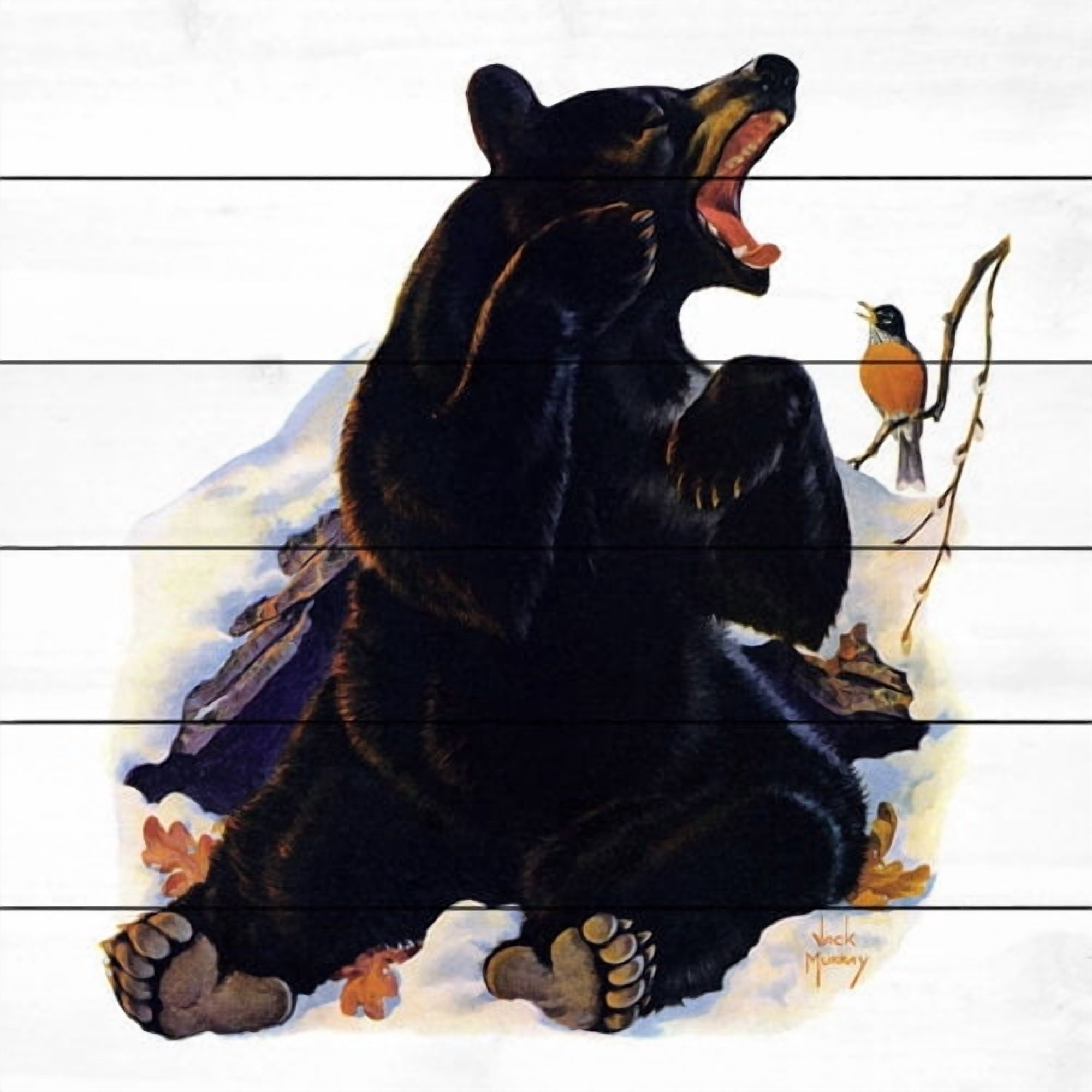 Marmont Hill 'Bear Awakens' Painting Print on White Wood