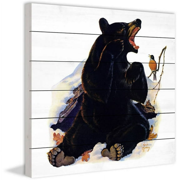 Marmont Hill "Bear Awakens" Painting Print on White Wood