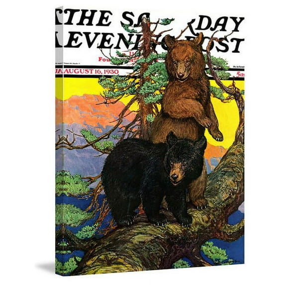 Marmont Hill - "Bears in Tree" Painting Print on Wrapped Canvas